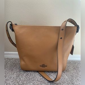 Leather Crossbody Coach Purse - Tan